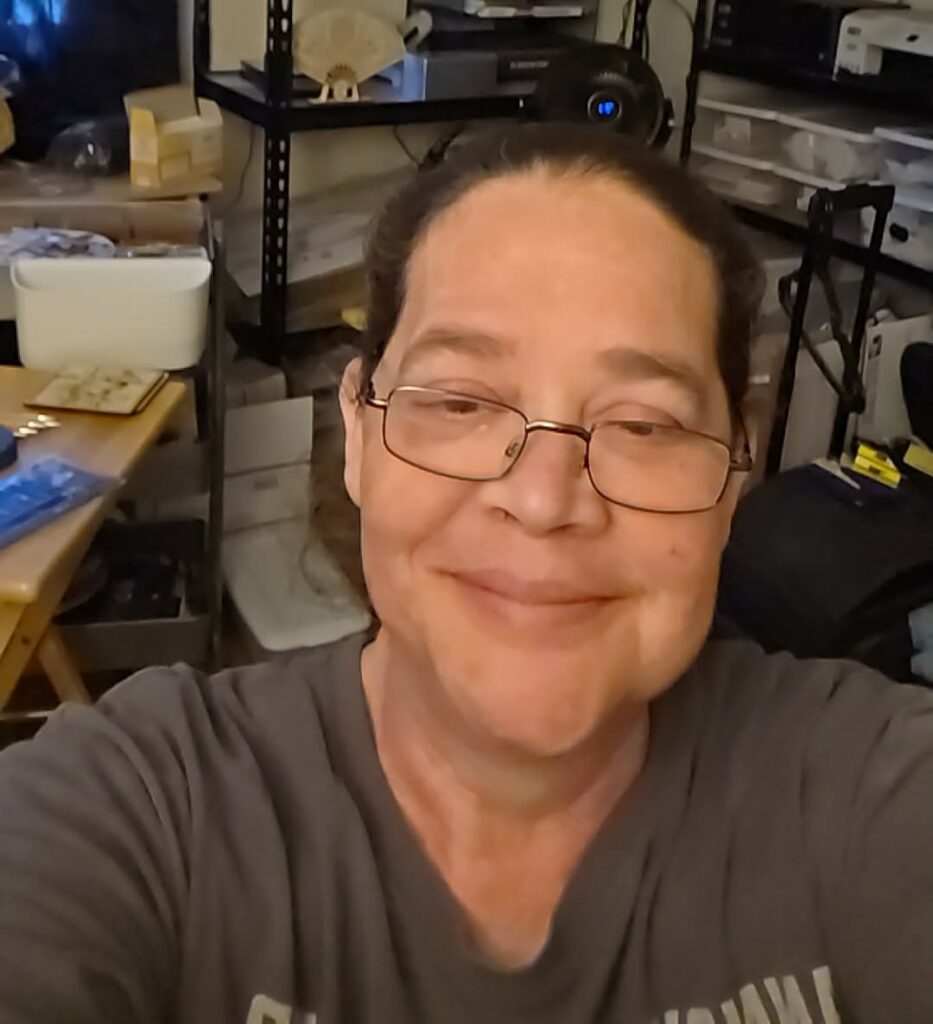 Laura, the creator of NanaGrams Deals, in her workshop