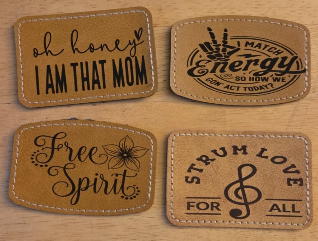 Set of four engraved cork coasters with humorous sayings